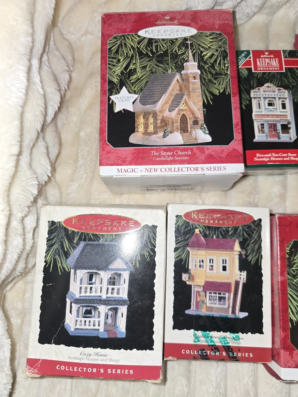Hallmark Holiday Village Ornament W/Boxes (Set of 9)